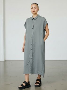 Uniqlo Linen Blend Oversized Sleeveless Shirtdress Medium